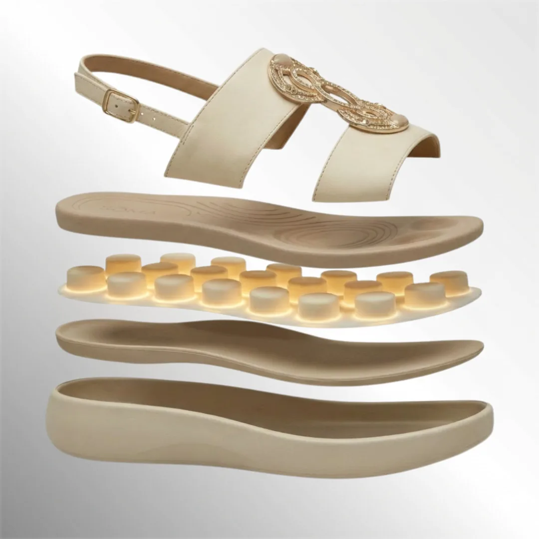 SÒMA Sense — vista esplosa: nabuk, capsule, base strutturale, suola